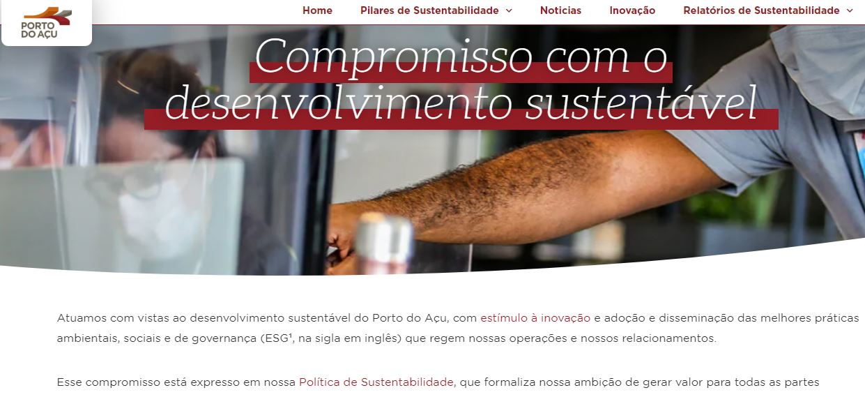 Site de ESG do Porto do Açu produzido pela Agência Titânio